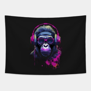 Graffiti-Inspired Chimpanzee Ink and Paint Splatters Tapestry