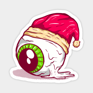 Spooky Eye Ball with santa hat Magnet