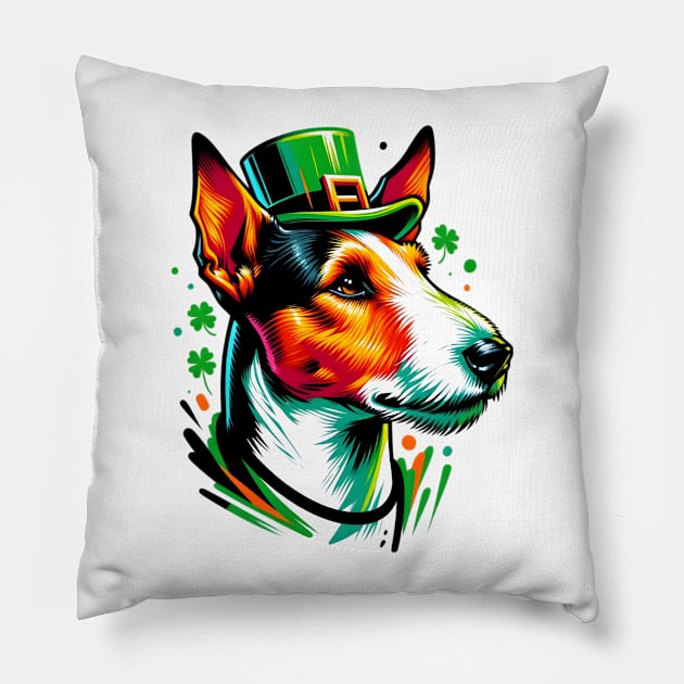 Smooth Fox Terrier Enjoys St Patrick's Day Fun Pillow by ArtRUs