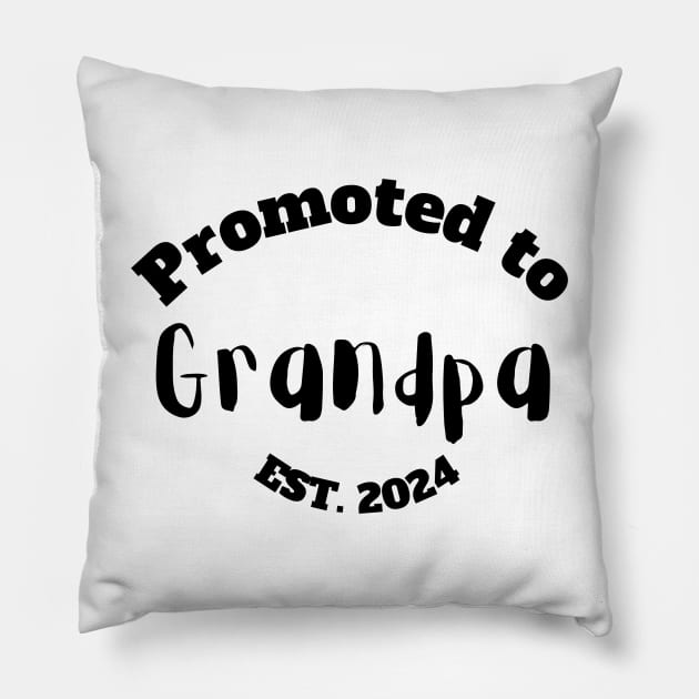 Promoted to Grandpa Est. 2024 Pillow by StudioPuffyBread