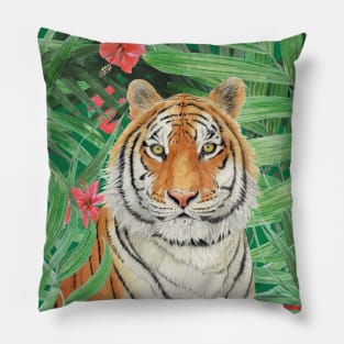 Tiger with palms Pillow