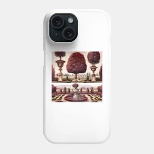 French chateau and formal garden in green and maroon Phone Case