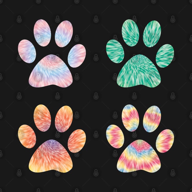 Colorful tie dye dog paws pattern by SamridhiVerma18