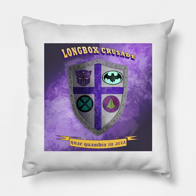 Longbox Crusade Shield logo Pillow by Longbox Crusade Network