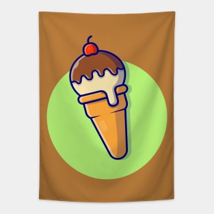 Ice Cream Cone Cartoon Vector Icon Illustration Tapestry