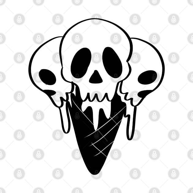 Scary sad melting ice cream skulls in the waffle by ISFdraw