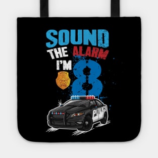 Kids Police Car 8th Birthday Gift Boy Sound The Alarm I'm 8 Tote