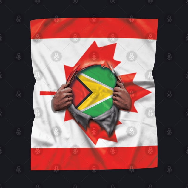 Guyana Flag Canadian Flag Ripped - Gift for Guyanese From Guyana by Country Flags