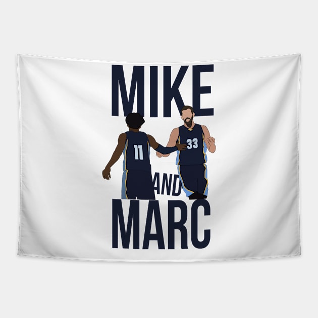 Mike Conely and Marc Gasol 'Mike x Marc' - Memphis Grizzlies Tapestry by xavierjfong