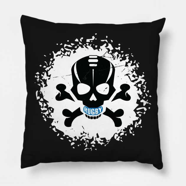 Rugby Fan Skull Splatter Pillow by atomguy