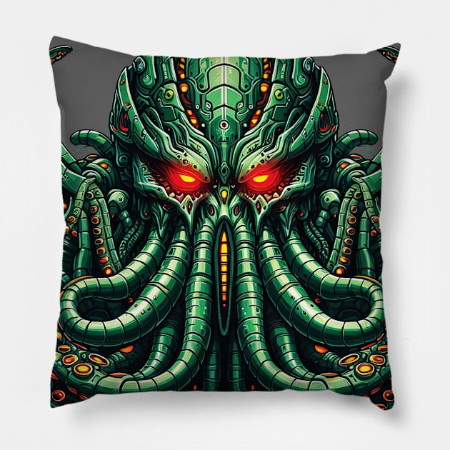 Biomech Cthulhu Overlord S01 D11 Pillow by Houerd