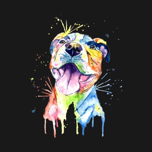 Pitbull Watercolor Painting T-shirt T-Shirt