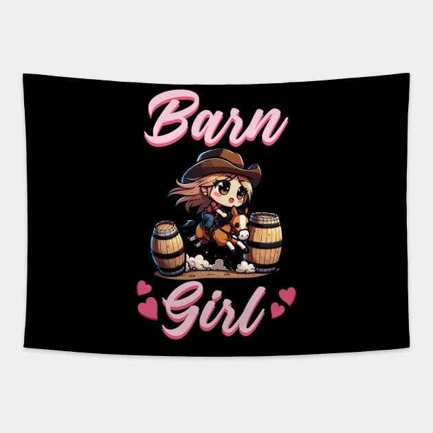 Barn Girl I Equestrian Pony Horse Fan Tapestry by biNutz