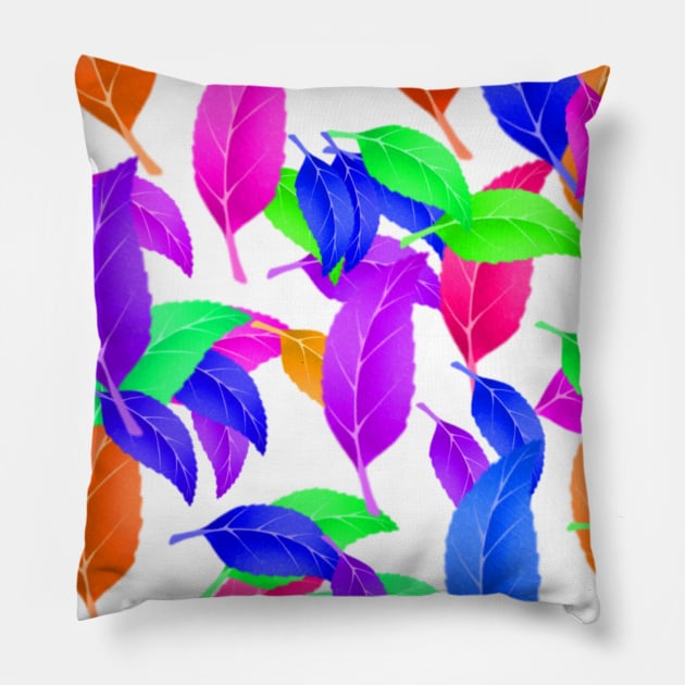 colorful rainbow leaves leaf background pattern Pillow by Artistic_st