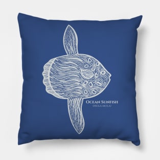 Ocean Sunfish or Mola with Common and Scientific Names Pillow