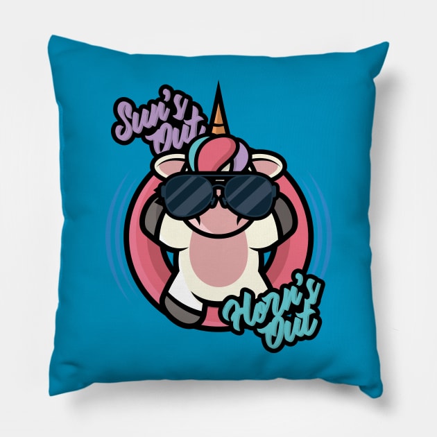 Sun's Out Horn's Out Pillow by jrberger