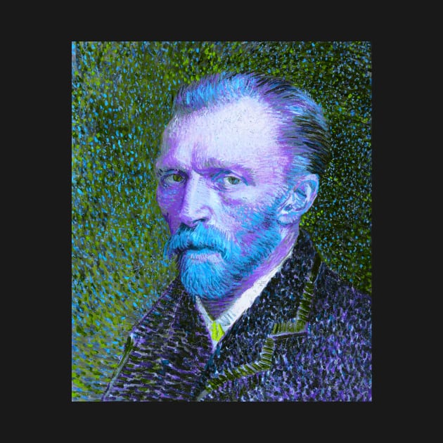 neon pop art vaporwave aesthetic van gogh self portrait by opptop