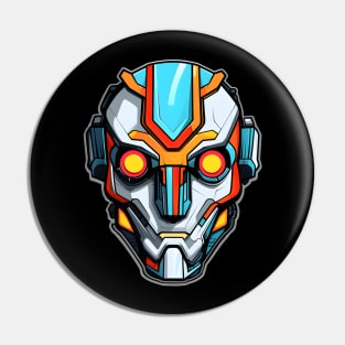 Futuristic Cybernetic Warrior Helmet Design Pin