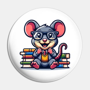 Funny Book Lover Rat Mouse Pin