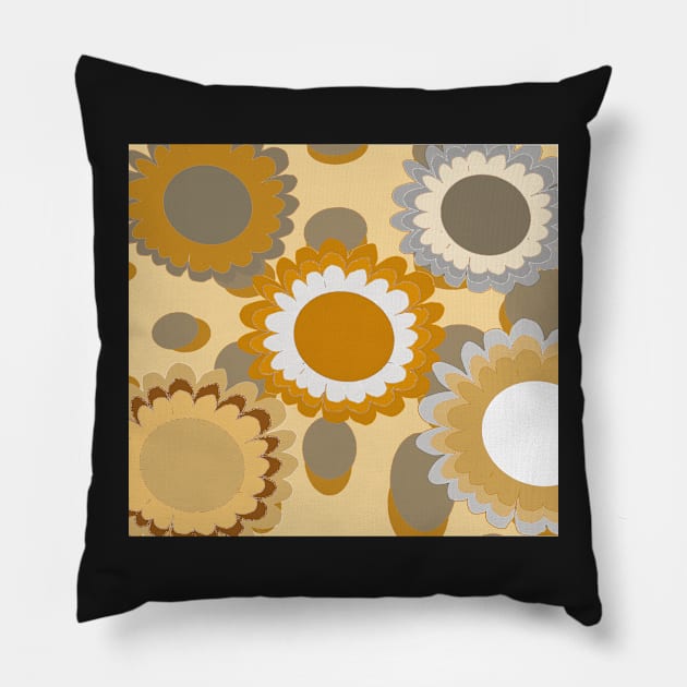 Groovy Flowers in Browns Pillow by CATiltedArt