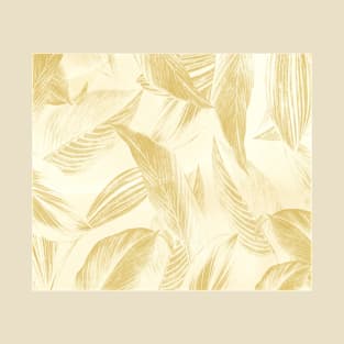 Metallic Gold Leaves Pattern T-Shirt
