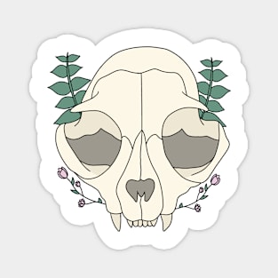 Kitty Skull with Flowers Magnet