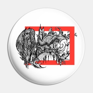 Abstract Monster City Fly Pin