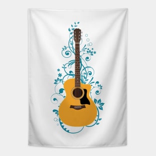 Natural Auditorium Acoustic Guitar Flowering Vines Tapestry