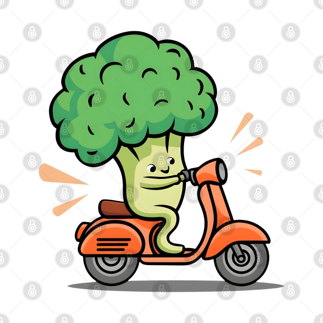 Scoot Your Way to Fun: Groovy Broccoli in Green and Orange by PopArtyParty