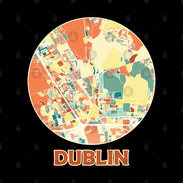 Dublin California map in mozaique colors by SerenityByAlex