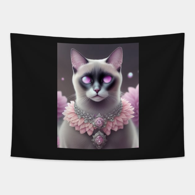 Pink-Eyed Siamese Cat Tapestry by Enchanted Reverie