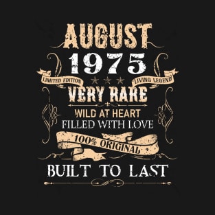 47 Years Old 47th Birthday Decoration Vintage August 1975 T-Shirt