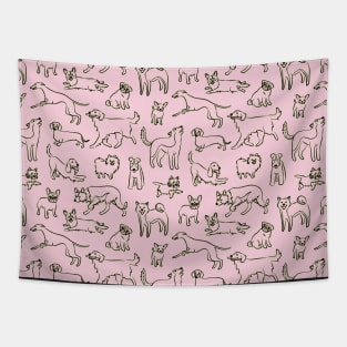 Dogs Pink Tapestry