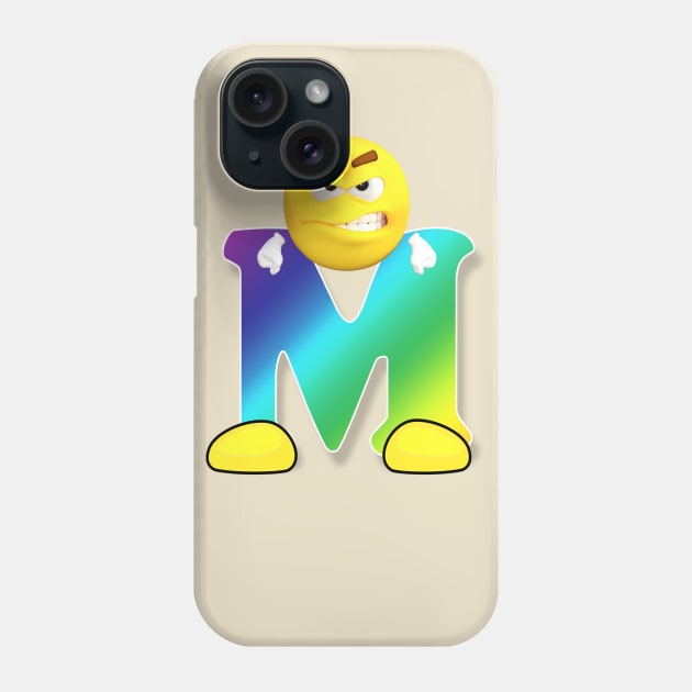 Letter M Alphabet Smiley Monogram Face Emoji Shirt for Men Women Kids Phone Case by PatrioTEEism