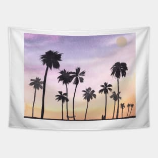 Tropical Nights in Paradise Watercolor Art Tapestry