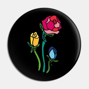 Blue, Red and Yellow Roses Pin