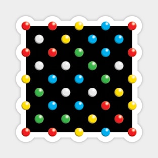 Primary Coloured Discs On A Black Square Magnet