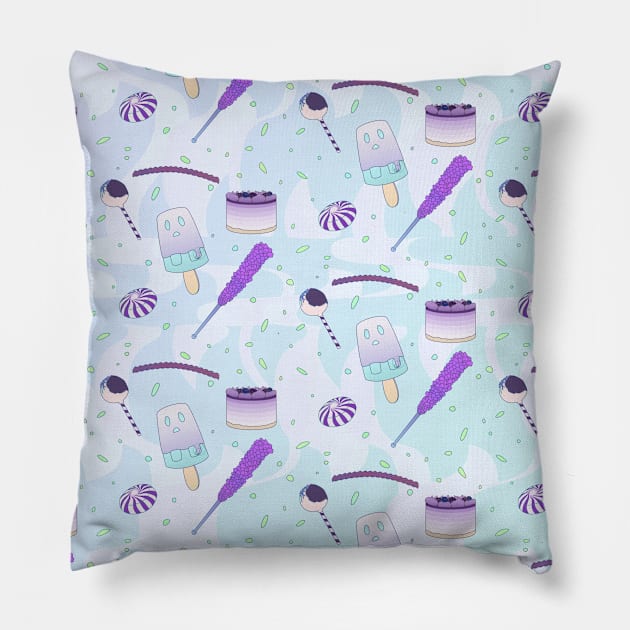 Pastel Goth ghost popsicle rock candy pattern Pillow by JuditangeloZK