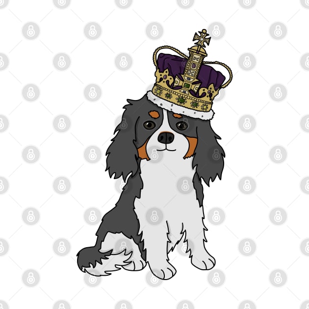 Cute cavalier king charles spaniel wearing a crown by Becky-Marie