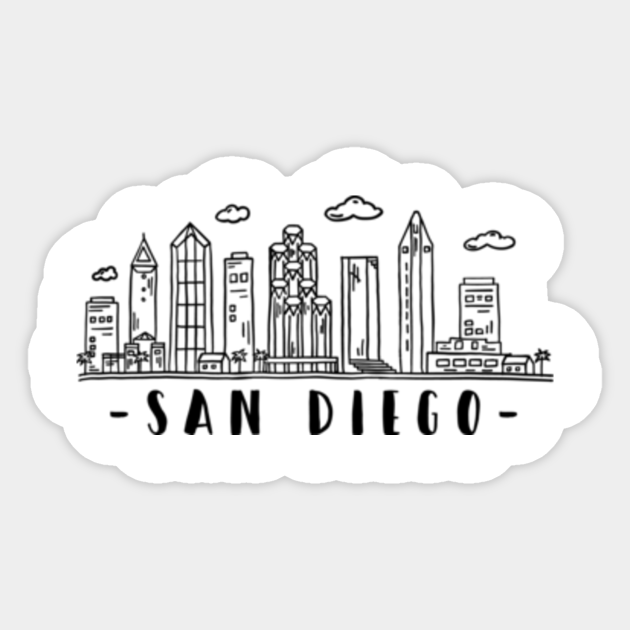 San Diego Skyline Travel San Diego Sticker Teepublic Download the free graphic resources in the form of png, eps, ai or psd. san diego skyline travel