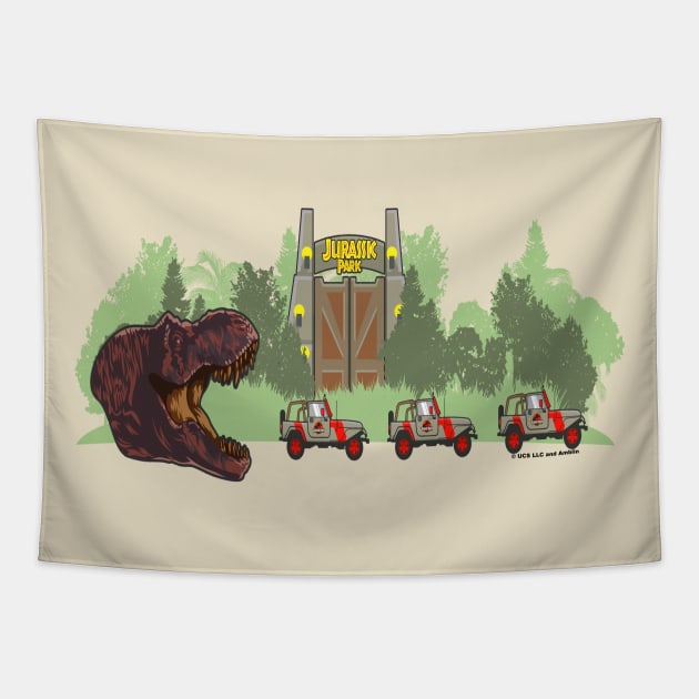 Jurassic Parade Tapestry by DeepDiveThreads