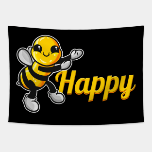 The cute Bee says be Happy, The Bee Tapestry