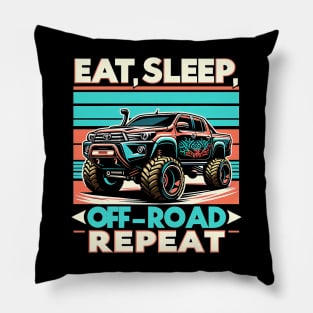 4x4 Adventure Series: 'Eat, Sleep, Off-Road, Repeat' Off-Roading Tee Pillow