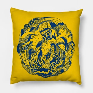 Navy Gold Abstract Wave of Thoughts No 1 Pillow