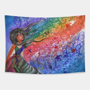 a beautiful mind colorful ink painting Tapestry