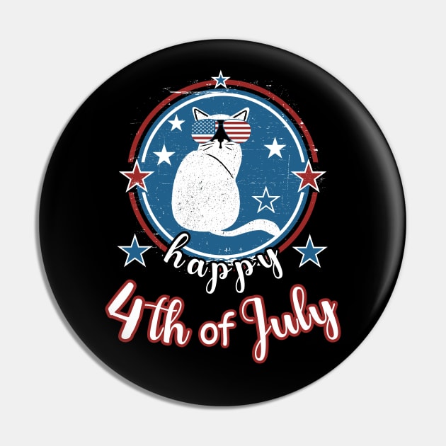 Happy 4Th of July Funny Patriot Cat Pin by Cute Pets Graphically