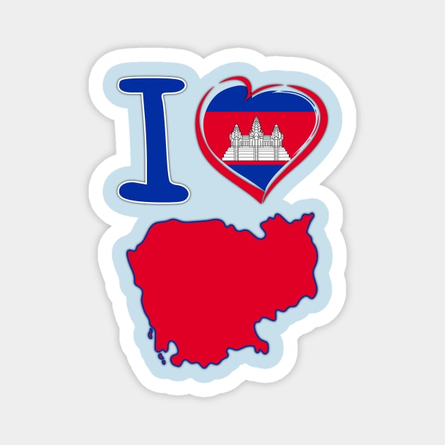 I love Cambodia. Cambodian flag in the shape of a heart. country map Magnet by Mashmosh