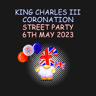 King Charles Coronation 2023 Union Jack Gnome Street Party T-Shirt