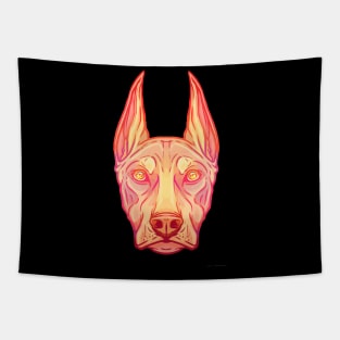 Dobermann Clay Ilustration Tapestry