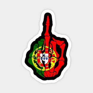 Skeleton Middle Finger Portugal Flag T-Shirt Magnet